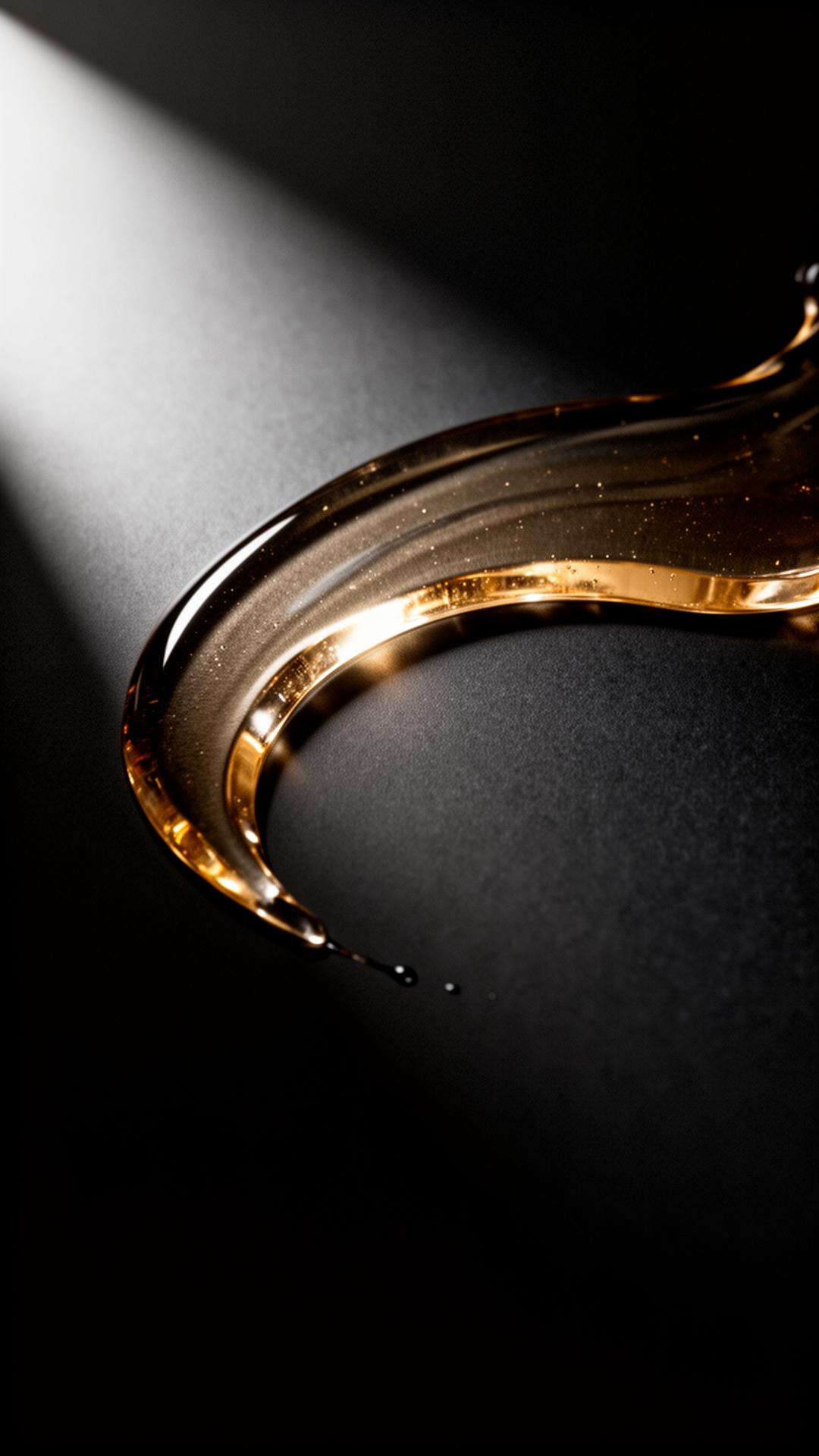 Liquid gold flowing across a matte black surface